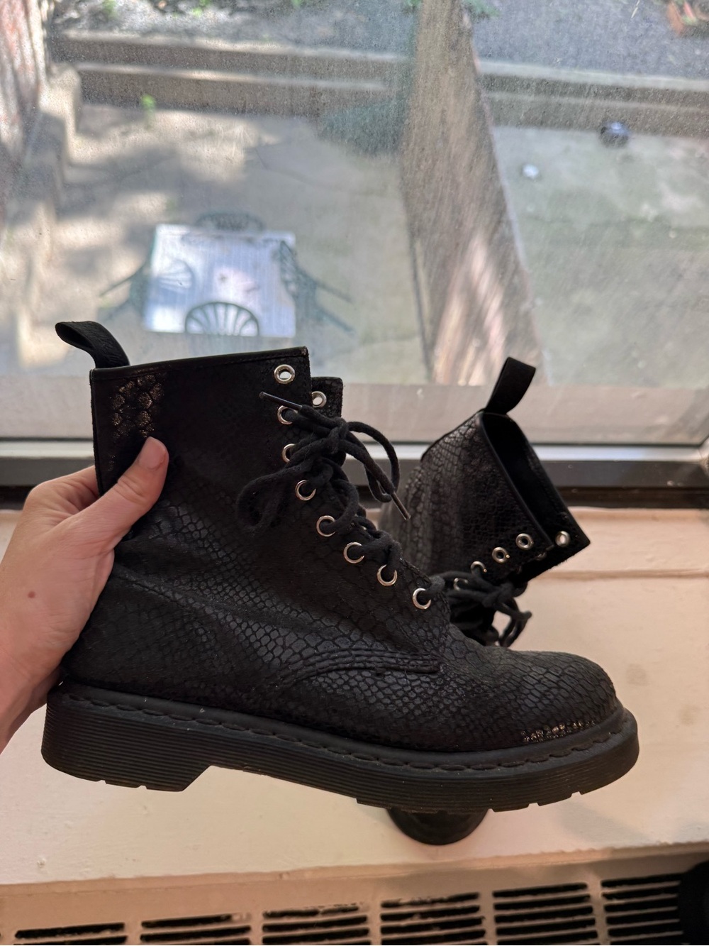 Dr. Martens Snake skin Leather Combat Boots - Picture 5 of 9